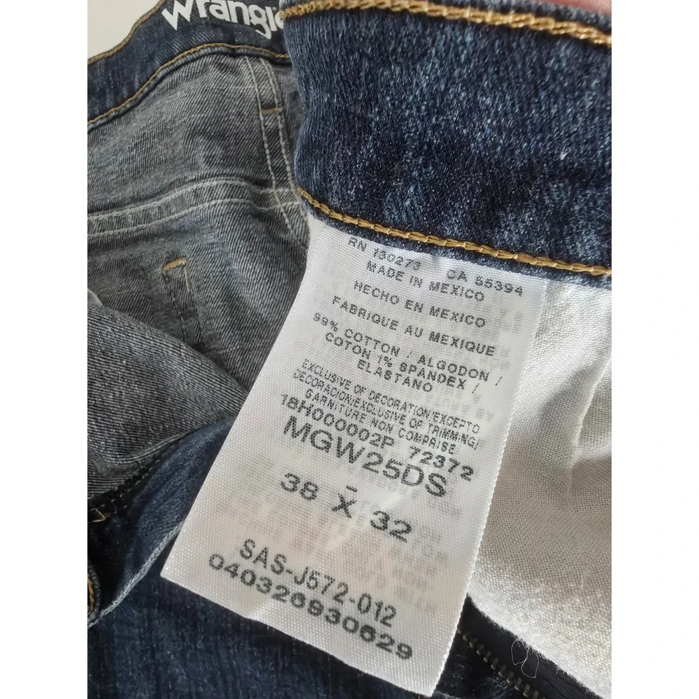 Wrangler Jeans‎ Mens 38x32 Blue Regular Fit Straight Leg Blue Denim